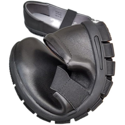 头层牛皮低跟松紧带复古风女单鞋