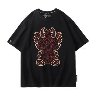 drew白鹿同款短袖T恤女夏季国潮牌ins港风衣服宽松休闲百搭体恤潮