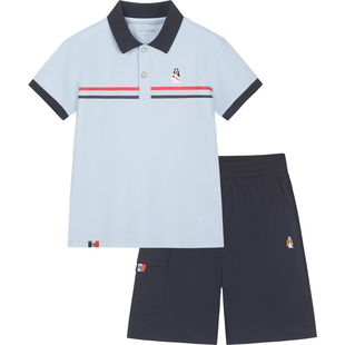 暇步士童装男童套装夏季新款POLO衫儿童宽松短袖t宝宝两件套
