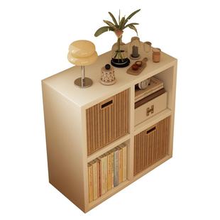 钢制多格置物架家用格子柜收纳架藤编篮子落地式模块化储物整理柜