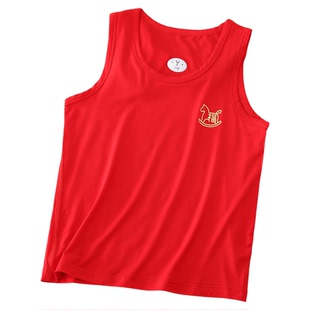儿童莫代尔薄款大红色背心马年宝宝吊带男女童本命年大童新年内衣