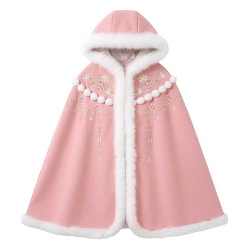 女童汉服披风冬季加厚连帽斗篷