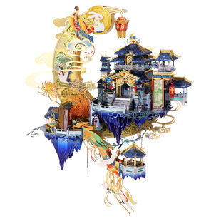 艺模月宫广寒宫3D立体拼图金属拼装模型玩手工diy生日送女友礼物