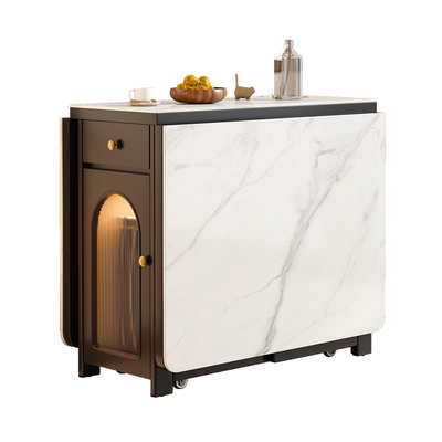 实木岩板餐桌可折叠移动家用伸缩多功能餐桌椅组合长方形饭桌