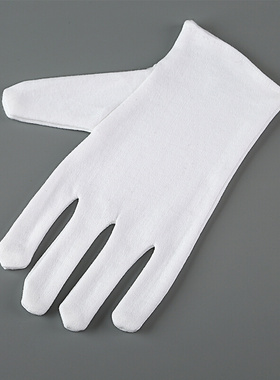 白手套薄款礼仪文玩盘珠布棉防滑夏季IJ男开车白色女士加厚工作