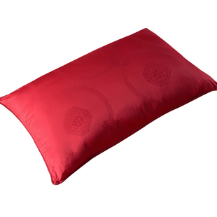 宇乐(家纺)大红贡缎提花枕头高档婚庆结婚成人枕芯一对陪嫁婚枕芯