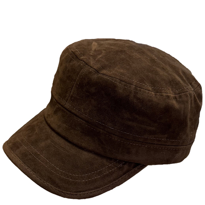 韩版复古深棕麂皮绒平顶马术帽