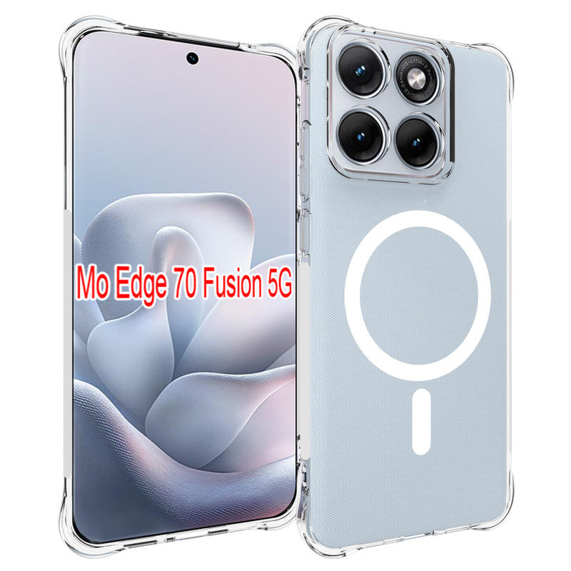 适用摩托罗拉Moto Edge70 Fusion 5G手机壳磁吸无线充电透明软壳气囊防摔保护套全包边软硅胶时尚简约男女款