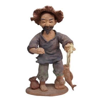 陶艺泥塑摆件手工制作泥人雕塑摆件孤品一物一拍