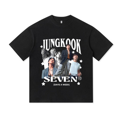 田柾国BTS防弹少年团粉丝应援周边重磅纯棉T恤半袖杉情侣男女同款