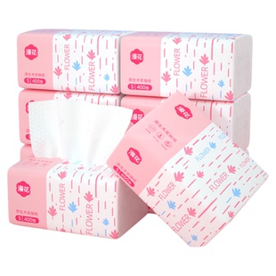 漫花400张抽纸8包餐巾纸家用实惠装卫生纸厕纸面巾纸学生宿抽纸