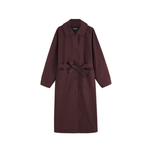 pusumede 【现货7折】入秋开场白 复古风衣外套女宽松中长款大衣