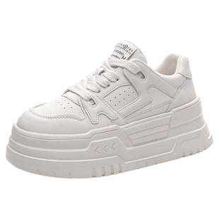 小个子真皮厚底8CM小白鞋女士2026春季新款透气网面百搭增高板鞋