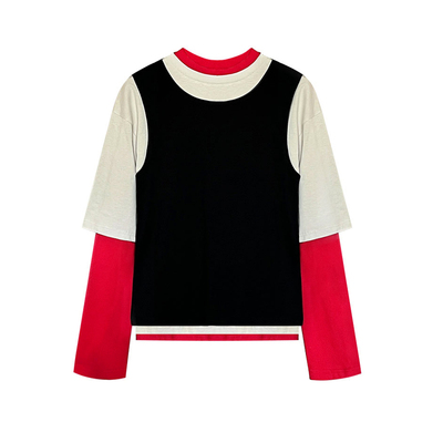 文艺简约真三件撞色叠穿T恤