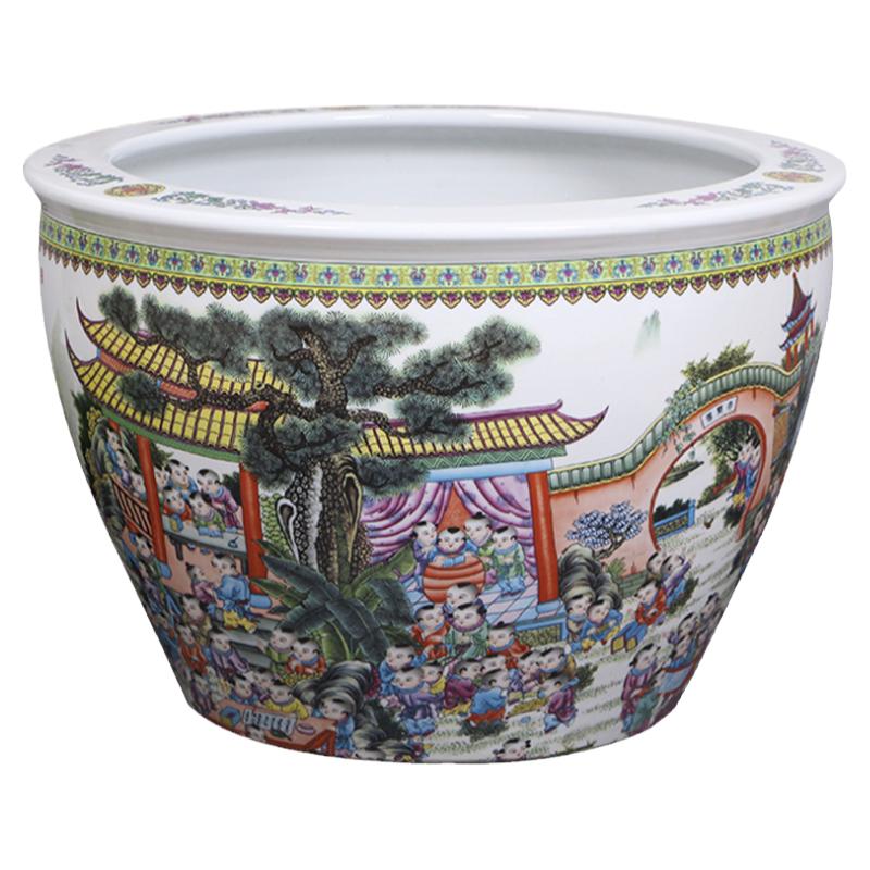 景德镇百子陶瓷金鱼缸客厅