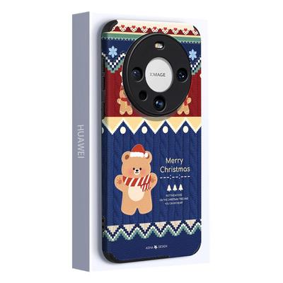 圣诞小熊适用华为mate80Pro手机壳小羊皮Mate50保护套女款mate30epro+全包防摔mate40e网红mt40por新款卡通