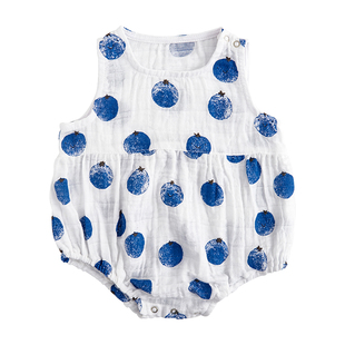 纳多果新生婴儿竹纤维纱布包屁衣宝宝哈衣爬服背心连体衣睡衣