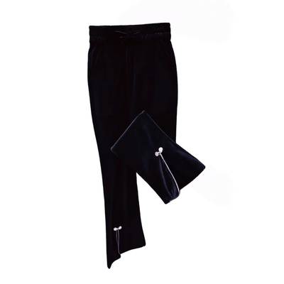 2025年秋冬新中式修身黑色休闲裤