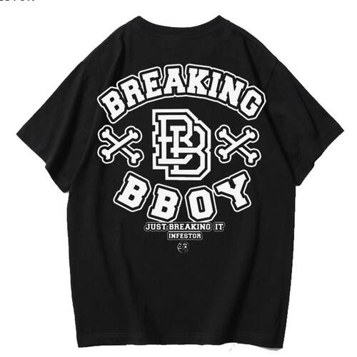 美式街头hiphop嘻哈大码滑板Breaking纯棉宽松街舞bboy短袖学生T