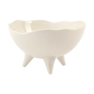 日式简约三足果盘中式陶瓷高脚茶点盘供盘点心盘仿古草木灰三足碗