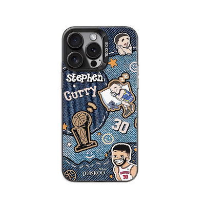 牛仔纹库里彩银手机壳适用苹果