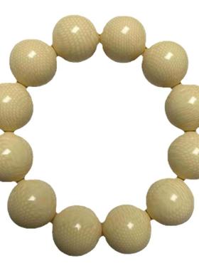 仿象牙网纹手串手链diy配件复古风圆珠佛珠饰品男女款2.0礼品工艺