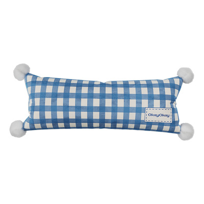okay蓝色格纹长条抱枕客厅沙发百搭氛围感枕套腰枕靠枕午睡枕车载