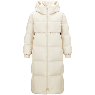 太平鸟女装 保暖长款羽绒服冬季款纯色宽松连帽面包服外套*