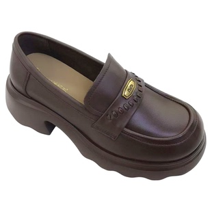 真皮乐福鞋女2026春季新款头层牛皮单鞋轻便厚底软皮复古风小皮鞋