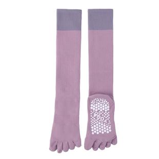 DCW瑜伽袜女防滑专业长筒五指袜健身跑步跳绳普拉提运动压力腿袜