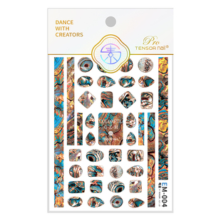 茉季电金金属光泽美甲贴纸防水指甲贴装饰贴饰品贝壳岩层纹理EM04