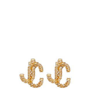 [新年礼物]JIMMY CHOO/JC STUDS 女士水晶JC字母形状金属耳钉JC