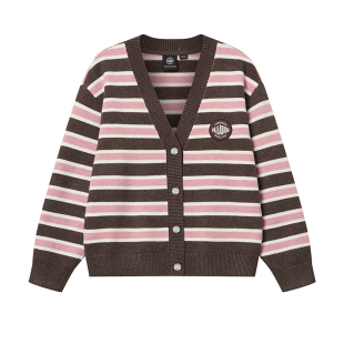 PALLADIUM帕拉丁撞色条纹复古运动百搭女款开襟毛衫外套1912598