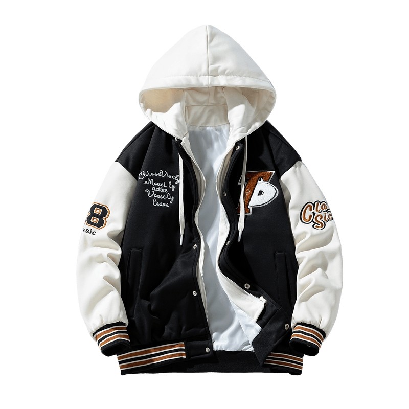 男士棒球服美式夹克拼接春季2026新款情侣装潮牌连帽外套男青少年