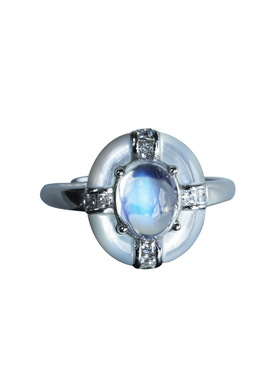 MT天然月光石银戒指简约女指环