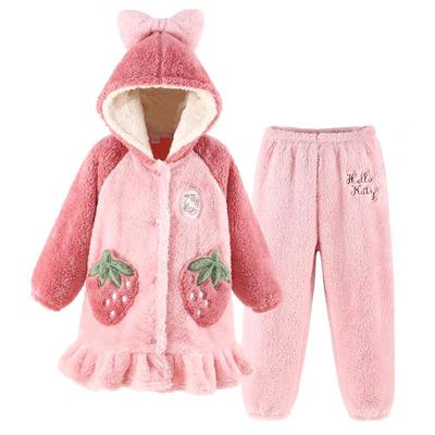 凯蒂猫珊瑚绒女童睡衣套装冬季