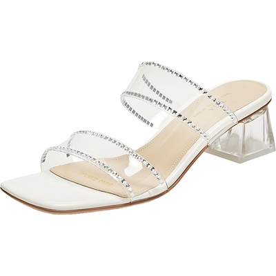 TATA他她法式透明底高跟拖鞋女外穿气质凉拖夏一字拖新款6AE03BT5