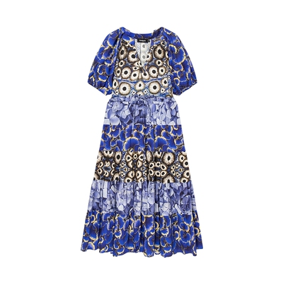 Desigual【Lacroix联名】印花V领收腰抽绳长款连衣裙