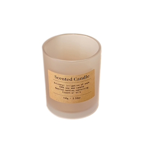 diy香薰蜡烛空杯 玻璃磨砂哑光玻璃杯带木盖竹盖香薰杯蜡容器模具