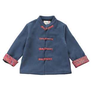 儿童唐装男童女童汉服套装秋冬装加绒中国风宝宝喜庆中式拜年服装