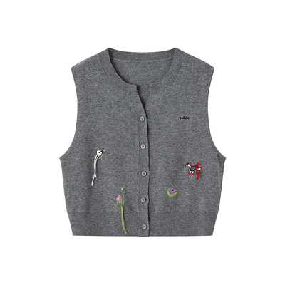 indicia标记2026春季新款清新小马刺绣马甲松弛减龄背心L2A6MJ040