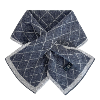 羊毛格纹针织小香风交叉围脖护颈