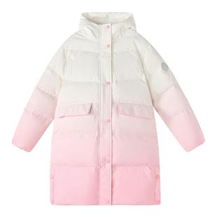 笛莎童装女童羽绒服冬季新款中大童儿童女孩中长款加厚外套渐变色