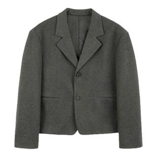 碧舍春季新款韩版轻熟风西服短款休闲显瘦潮流垫肩复古西装外套男