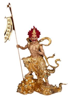 纯铜贴金面然大士佛像佛堂供奉