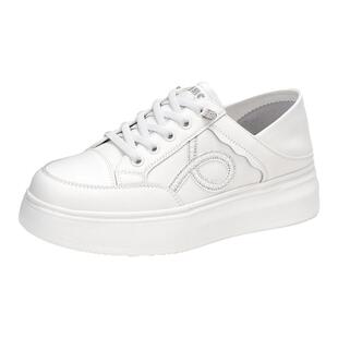 COMELY康莉2026圆头厚底内增高水钻一脚蹬休闲小白鞋女鞋KKF61133