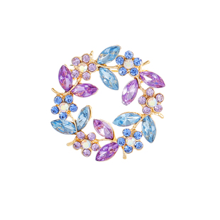 轻奢精致玻璃水钻花环胸针夏季开衫连衣裙小配饰别针领口防走光扣