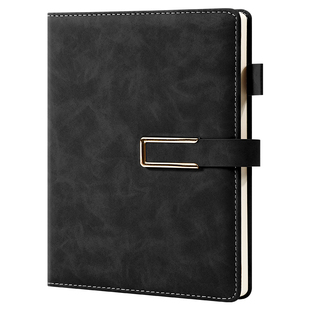 得力皮面笔记本新款烫金压纹b5羊巴皮软皮商务本子高颜值简约a5加厚记事本横线工作会议记录本学生随身日记本