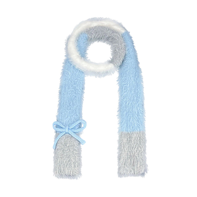 韩版ins可爱毛绒绒蝴蝶结围巾