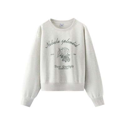 森马设计感印花圆领宽松卫衣女